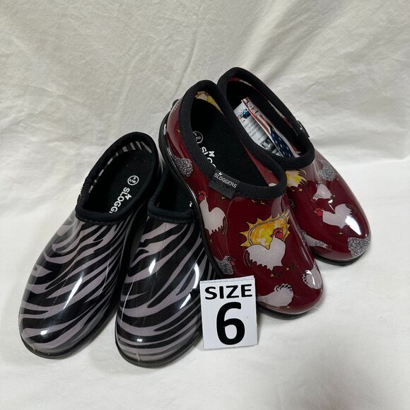 Two for One Price!!! Sloggers Waterproof Rain Shoes - Red Chicken & Zebra. - Picture 1 of 3